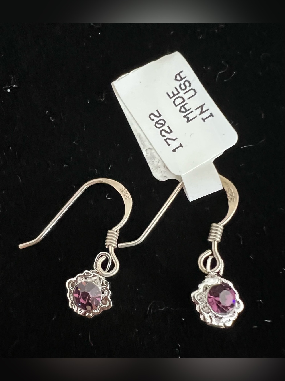 Brand New-Sterling Silver Gemstone Scalloped Drop Earrings